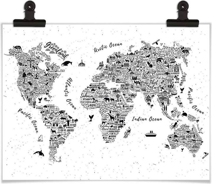 Immagine prodotto Trenddeko Mappa del mondo - Intorno al mondo (40 x 30 cm)