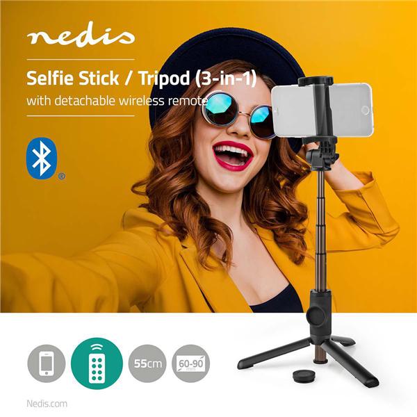 Produktbild Nedis Bluetooth Selfie Stick Drahtlos Bluetooth® Version: 4.2 Maximale Bildschirmgrösse: 3.54" Gefalt