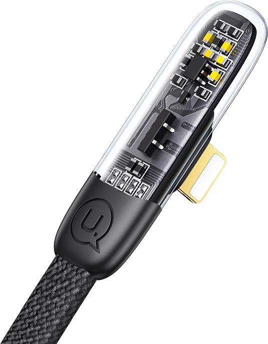 Actual product image Usams Cable kątowy USB-C na Lightning PD 20W Fast Charging Iceflake Series 2m czarny/black SJ586USB0 (2 m, USB 2.0)