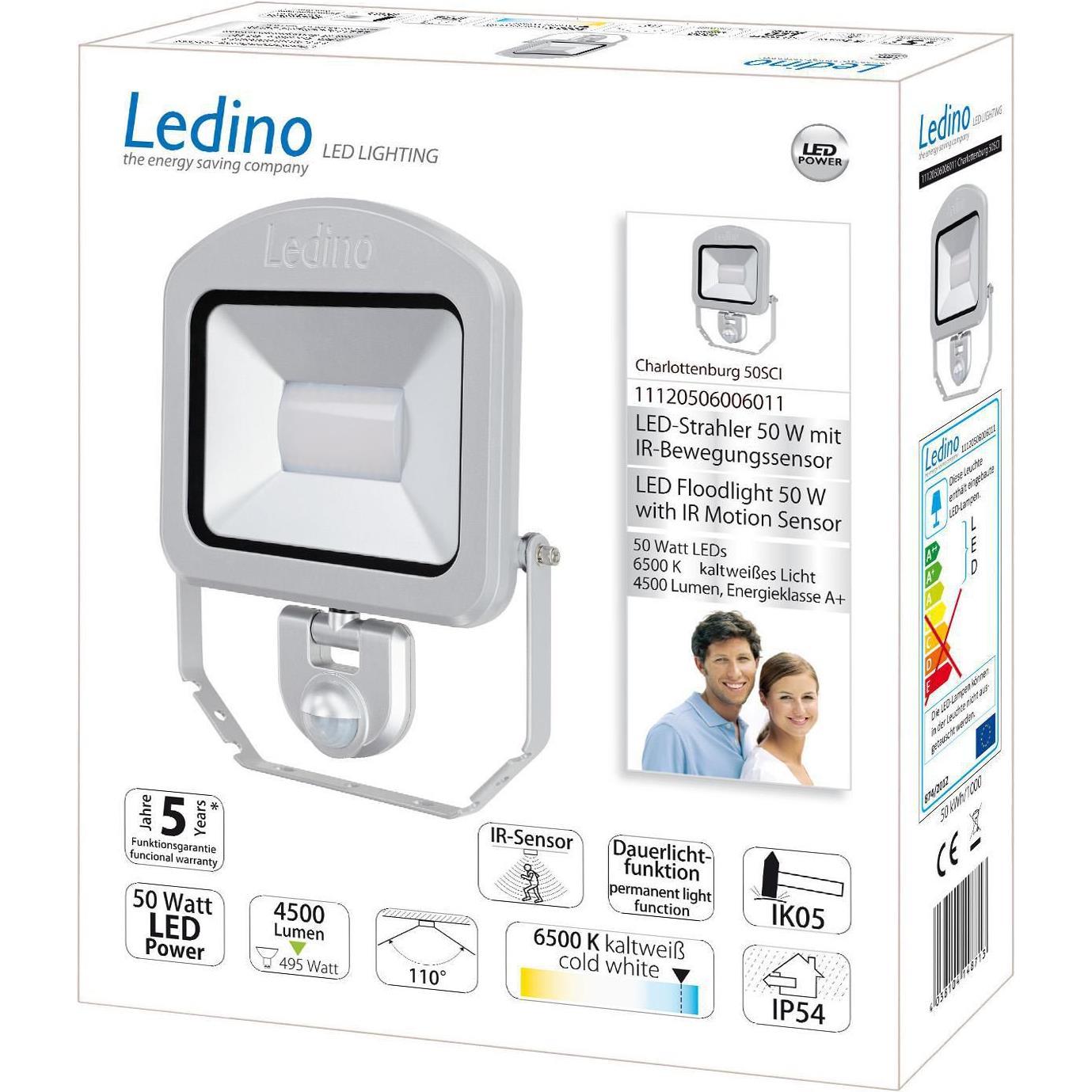 Thumbnail - Ledino, Fassadenbeleuchtung, LED-Strahler m. Sensor (4500 lm, IP54)