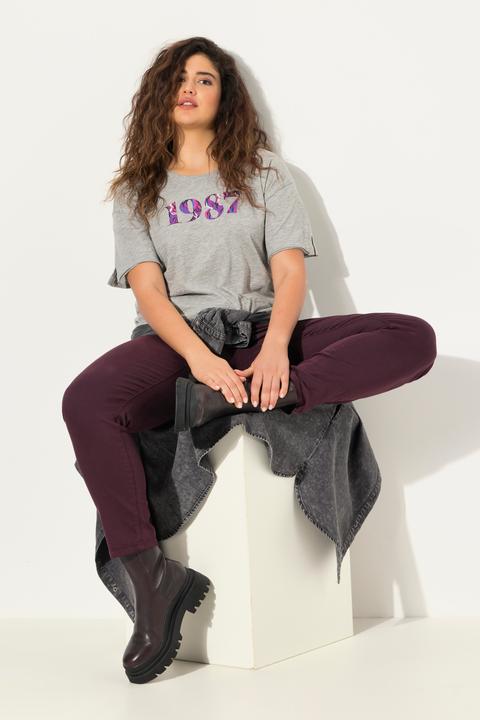 Image du produit Ulla Popken T-shirt oversize, imprimé chiffres. Col rond, manches courtes. (42, 44)