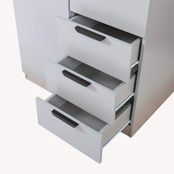 Produktbild En.Casa Kleiderschrank Eiselfing 176x80x52 cm 3 Schubladen Grau