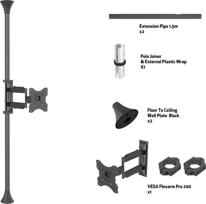 Image du produit Multibrackets Support sol-plafond 1x, 17"-46", VESA 100x100