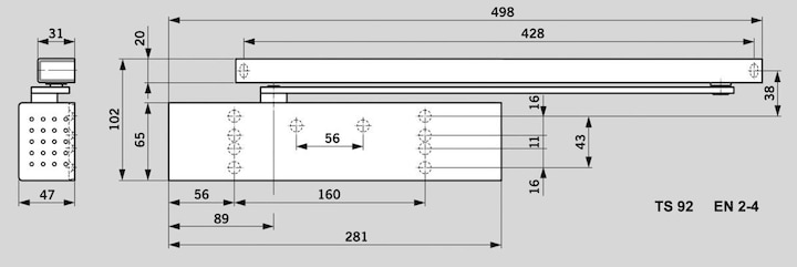 Immagine prodotto Dormakaba Chiudiporta DORMA TS 92 G Contur, EN 1-4 (Porta a vetro, Interno)