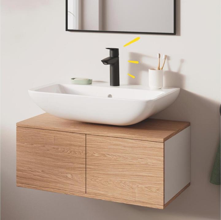 Produktbild Grohe Start QuickFix Lavaboarmatur, M-Size, Push-Open, energiesparend, mattschwarz