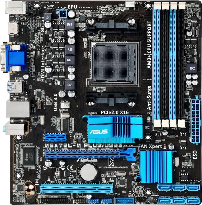 Produktbild ASUS M5A78L-M Plus/USB3 (AM3+, AMD 760G, mATX)