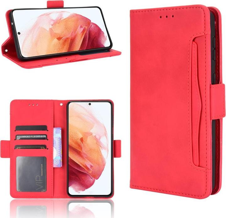 Produktbild Cover-Discount Galaxy S21 - Etui mit vielen Kartenfächer rot (Samsung Galaxy S21)