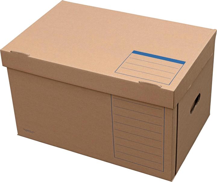 Elba Contenitore d'archivio tric System, con coperchio, marrone naturale In robusto cartone ondulato (A4)