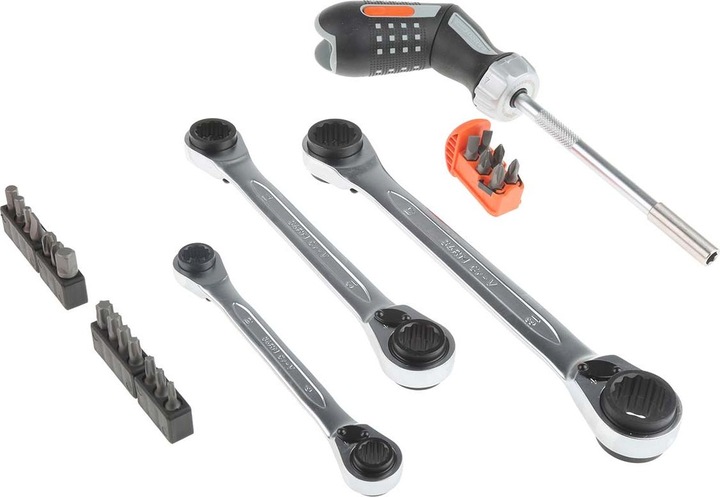 Productafbeelding Bahco Pistoolgreep Ratelset (5, T40, T10, T15, T25, T20, HEX5, SL6, T27, T30, PH3, PZ3, HEX3, HEX4)