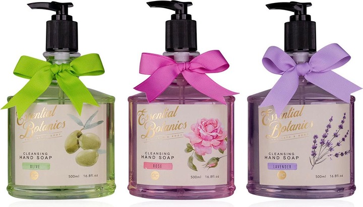 Produktbild Accentra Handseife ESSENTIAL BOTANICS - CLASSICS in Pumpspender, 500ml, 3 Motive/Düfte sortiert: Lavendel/Oli (Flüssigseife, 500 ml)