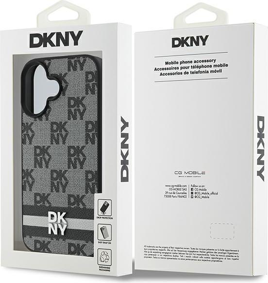 Actual product image DKNY DKHCP16SPCPTSSK iPhone 16 6.1" 6.1" czarny/black hardcase Checkered Pattern & Printed Stripes (Apple iPhone 16)