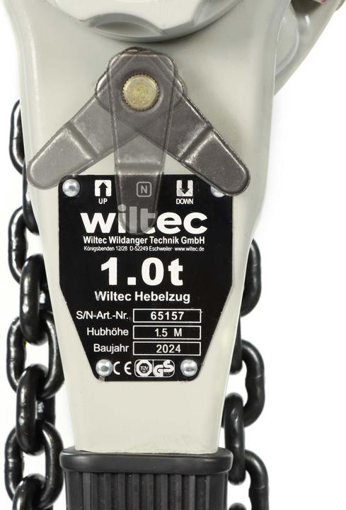 Produktbild Wiltec Hebelzug 1t x 1,5m Hebezeug 360° Griff Kettenzug Flaschenzug Tragmittel