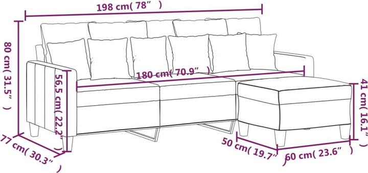 Produktbild vidaXL 3-Sitzer-Sofa mit Hocker (3-Sitzer)