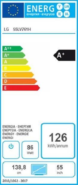 Energy Label LG 55LV761H HOTEL TV 55IN (55", LED)