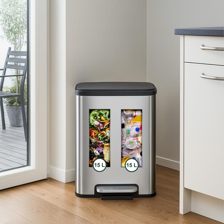 Produktbild Relaxdays Mülleimer mit 2 Fächern 2 x 15 Liter (30 l)