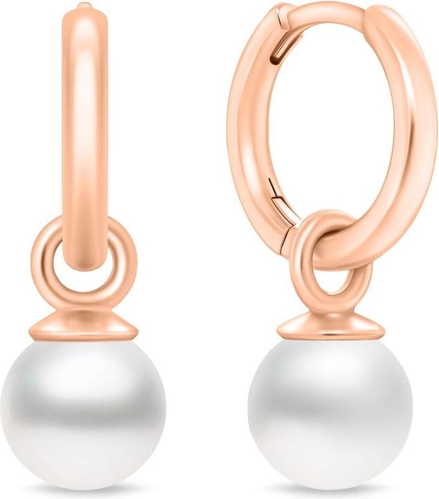 Immagine prodotto Brilio Argento - Orecchini a cerchio in bronzo 2 in 1 con perla Majorica sintetica EA988R