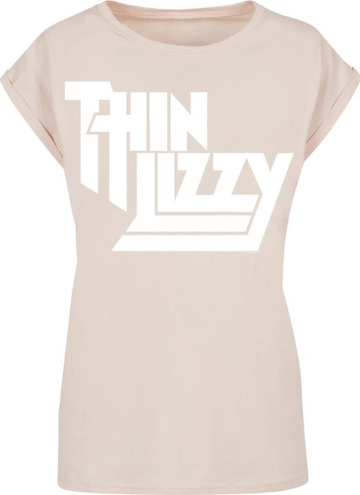 Merchcode Ladies Thin Lizzy - TL Stacked Logo White Extended Shoulder Tee - 181487 (M)