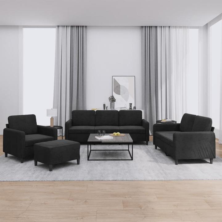 Immagine prodotto VidaXL Set di divani poltrona divano salotto design divano 4 pezzi velluto nero (4 posti)
