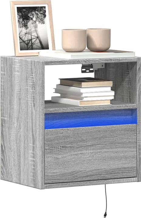 Image du produit vidaXL Armoire TV Armoire murale Lowboard Suspendu avec éclairage LED Gris Sonoma