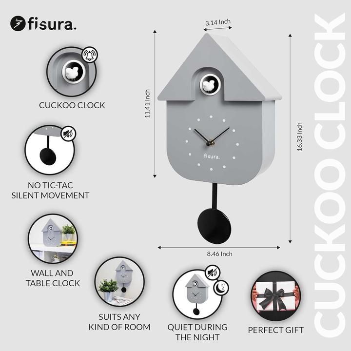 Actual product image Fisura CUCKOO CLOCK grey & black