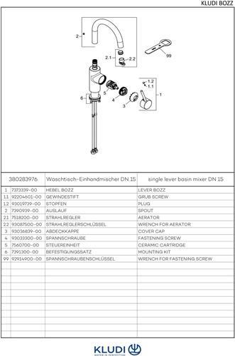 Image du produit Kludi Mitigeur de lavabo BOZZ DN 15 noir mat