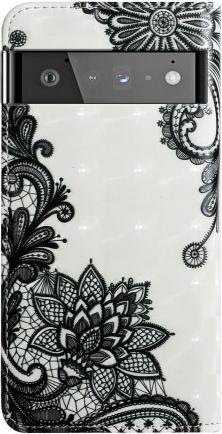 Produktbild Cover-Discount Google Pixel 6 Pro - Etui Glitzer Effekt Blumen schwarz (Google Pixel 6 Pro)