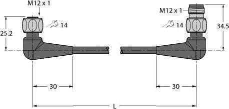 Actual product image Turck Food & Beverage hygienic TPE connecting cable WKH4.5-1-WSH4.5/TFG (1 m)