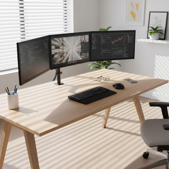 Actual product image Maclean Halterung für 3 Maclean-Monitore Gasfeder 17 -27 2-8kg schwarz MC-137 (27", 8 kg)