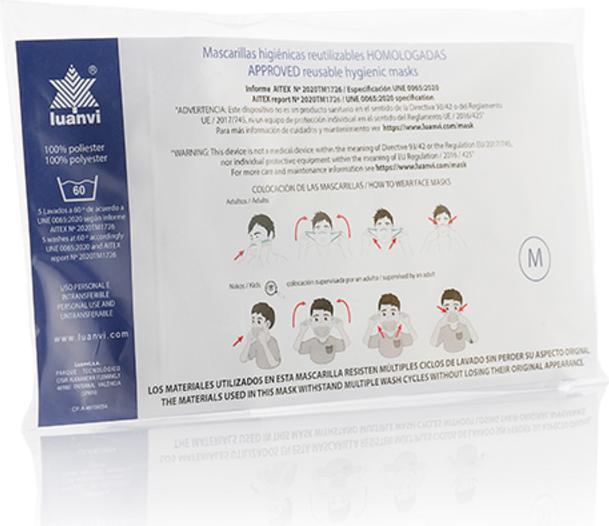 Actual product image Luanvi Reusable fabric hygiene mask gas size M Pack of 3 units (3 x)