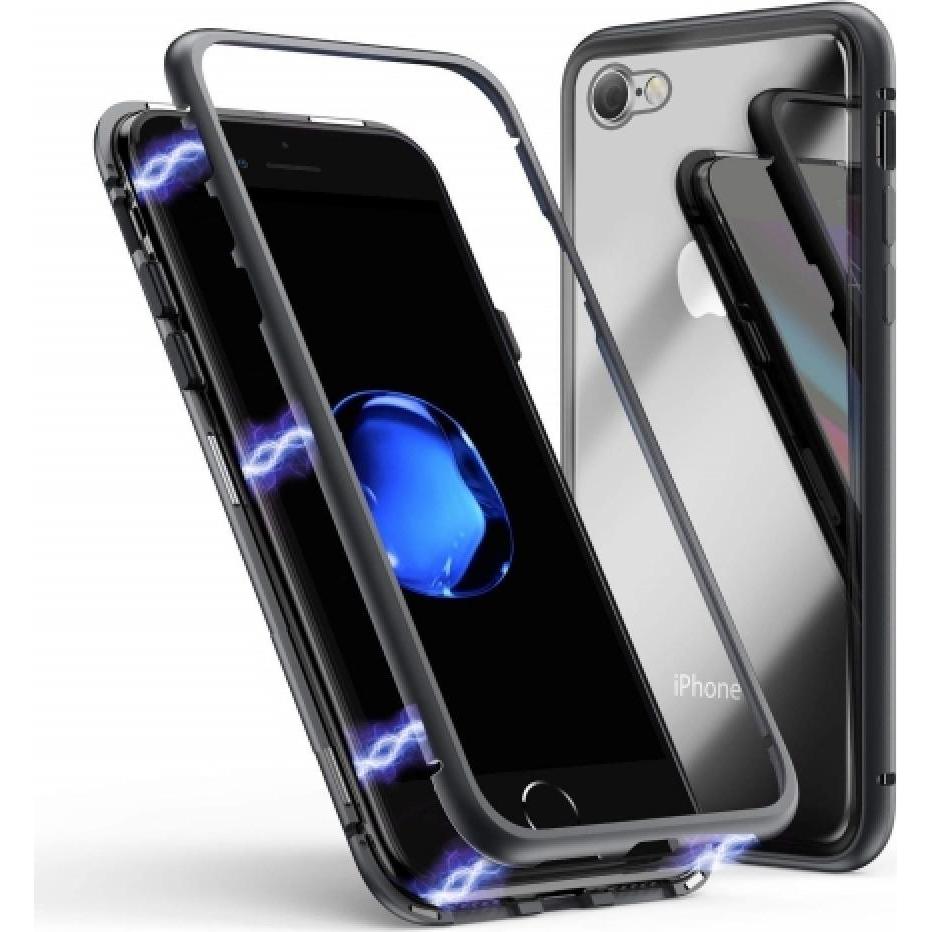 G-Case Apple iPhone 7 Aluminium Magnetic Glass Case Hülle (Apple iPhone 7), Smartphone Hülle, Schwarz