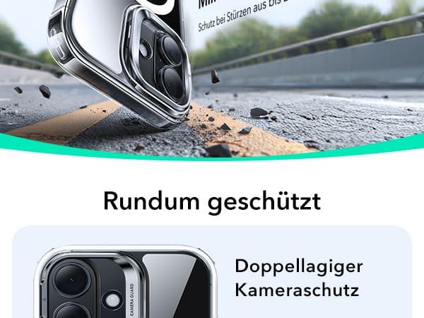 Actual product image ESR Classic Hybrid Magnetic Case (Camera Control, Stash Stand), for iPhone 17, Clear Black (Apple iPhone 17)