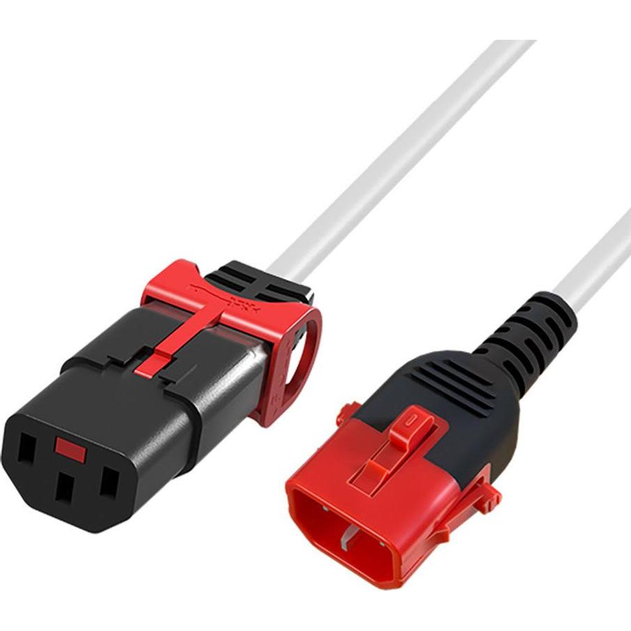 ACT Powercord C13 - C14 Dual IEC LOCK white 2 m (2 m), Stromkabel