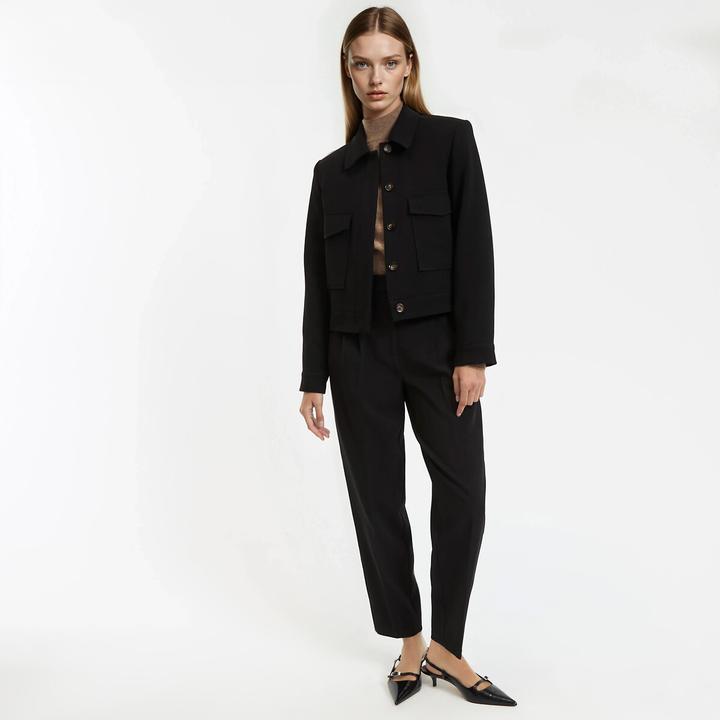 Actual product image La Redoute Collections Short oversized jacket with button placket (40)