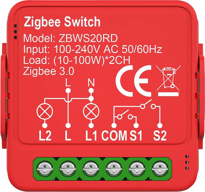 Productafbeelding Nedis SmartLife Power Switch | Zigbee 3.0 | 2x100 W | Klemverbinding | App beschikbaar voor: Androi