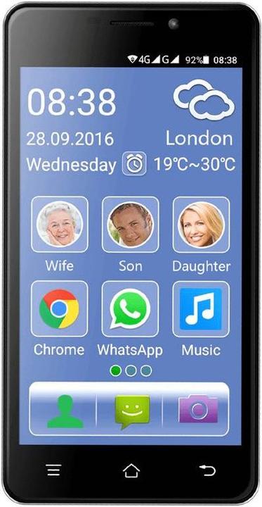 Actual product image Switel eSmart M2 (8 GB, Black, 5", Hybrid Dual SIM, 8 Mpx, 4G)