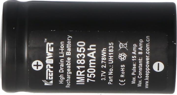 Actual product image Keeppower Akku IMR18350 (1 pcs., 18350, 750 mAh)