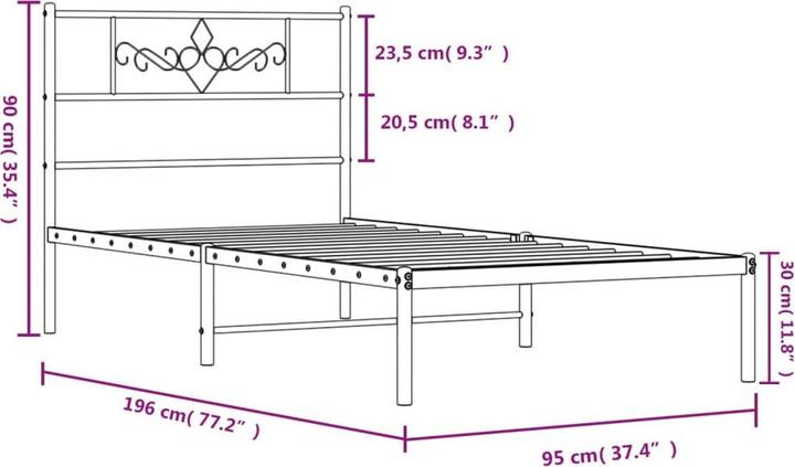 Produktbild vidaXL Bettgestell Kopfteil Fussteil Metallbett Bett Doppelbett Weiss 120x190cm (120 x 190 cm)