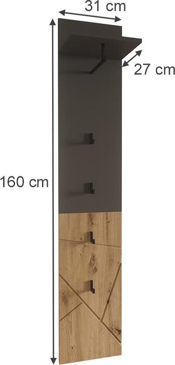 Actual product image Vicco Wandgarderobe Irma, Anthrazit/Artisan, 31 x 160 cm
