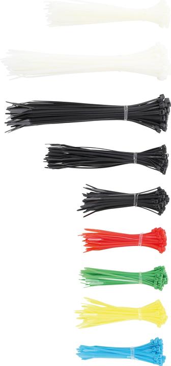 BGS Cable Tie Assortment coloured 100 - 150 - 200 mm 450 pcs. (Plastic cable ties, 100 mm, 450 pcs.)