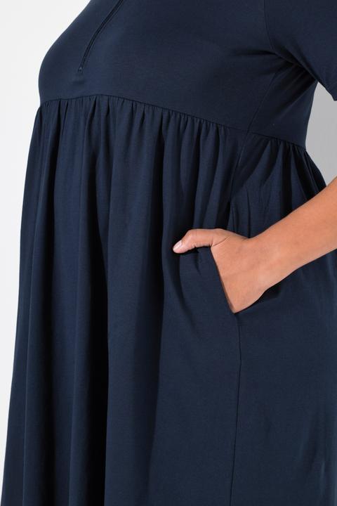Produktbild Ulla Popken Maxikleid, A-Linie, Zipper, V-Ausschnitt, Halbarm (54)
