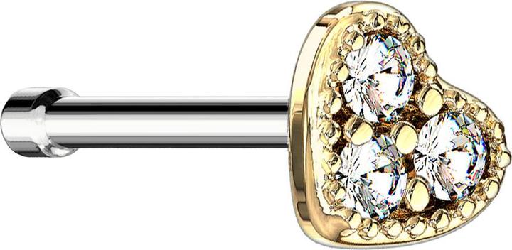 Immagine prodotto Star Piercing Nasenstecker gerade 14k vergoldet Herz Kristall silber (Ottone, Acciaio chirurgico 316L)