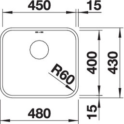 Actual product image Blanco Supra 450-U (Undermount sink, 43 cm, 48 cm)