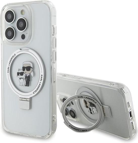 Actual product image Karl Lagerfeld KLHMP13LHMRSKCH iPhone 13 Pro / 13 6.1" biały/white hardcase Ring Stand Karl&Choupett (Apple iPhone 13 Pro, Apple iPhone 13)