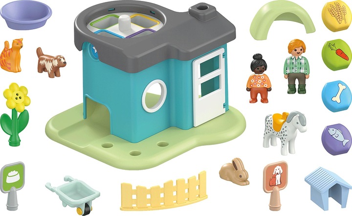 Produktbild Playmobil 71136 1.2.3: Tierpension mit Futterspender (71136, Playmobil 1.2.3)