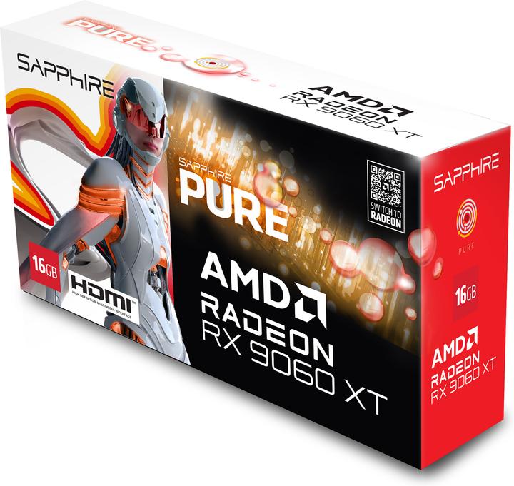 Actual product image Sapphire Pure Radeon RX 9060 XT (16 GB, GDDR6)