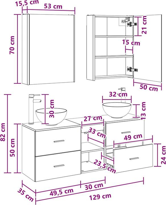 Produktbild vidaXL Badezimmerschrank-Set