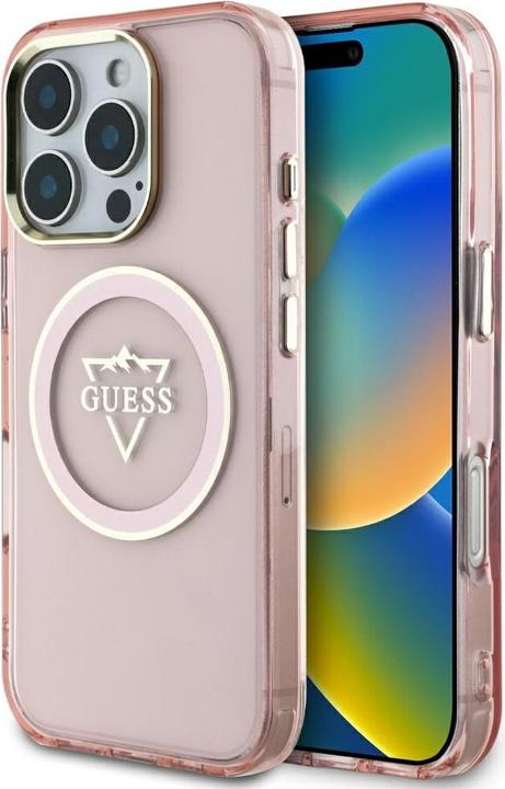 Produktbild Guess Hardcase MagSafe IML Metal Mountain Logo Case for iPhone 16 Pro 6,3" Pink (Apple iPhone 16 Pro)
