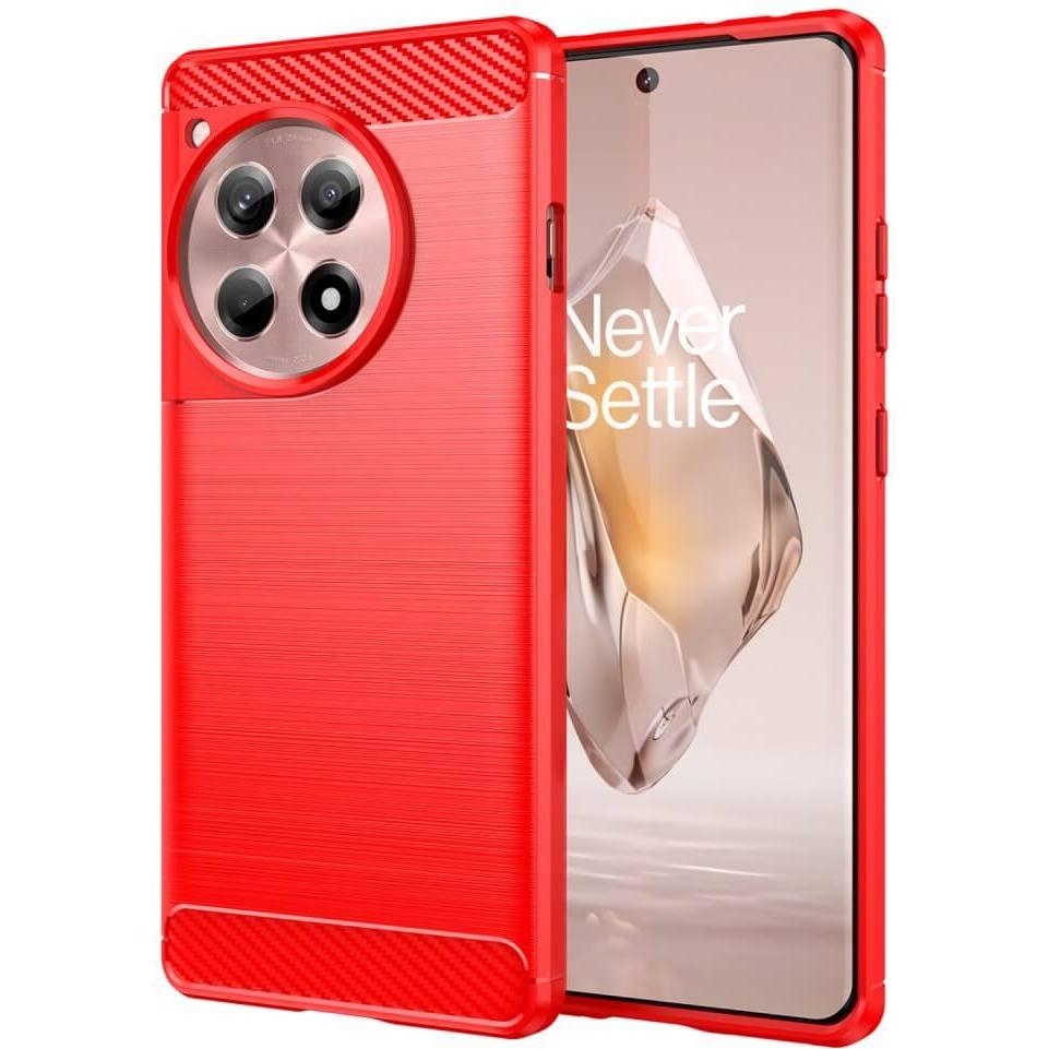 Cover-Discount OnePlus 12R - Metall Carbon Look Hülle rot (OnePlus 12R), Smartphone Hülle, Rot