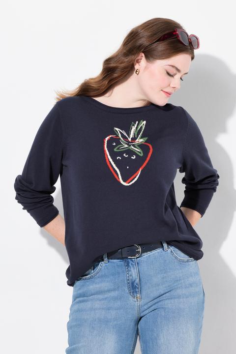 Produktbild Ulla Popken Pullover, Fruchtmotiv, Rundhals, Langarm (46, 48)