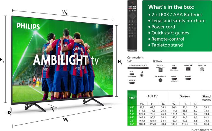 Produktbild Philips 75PUS8309/12 (75", PUS8309, LED, 4K, 2024)